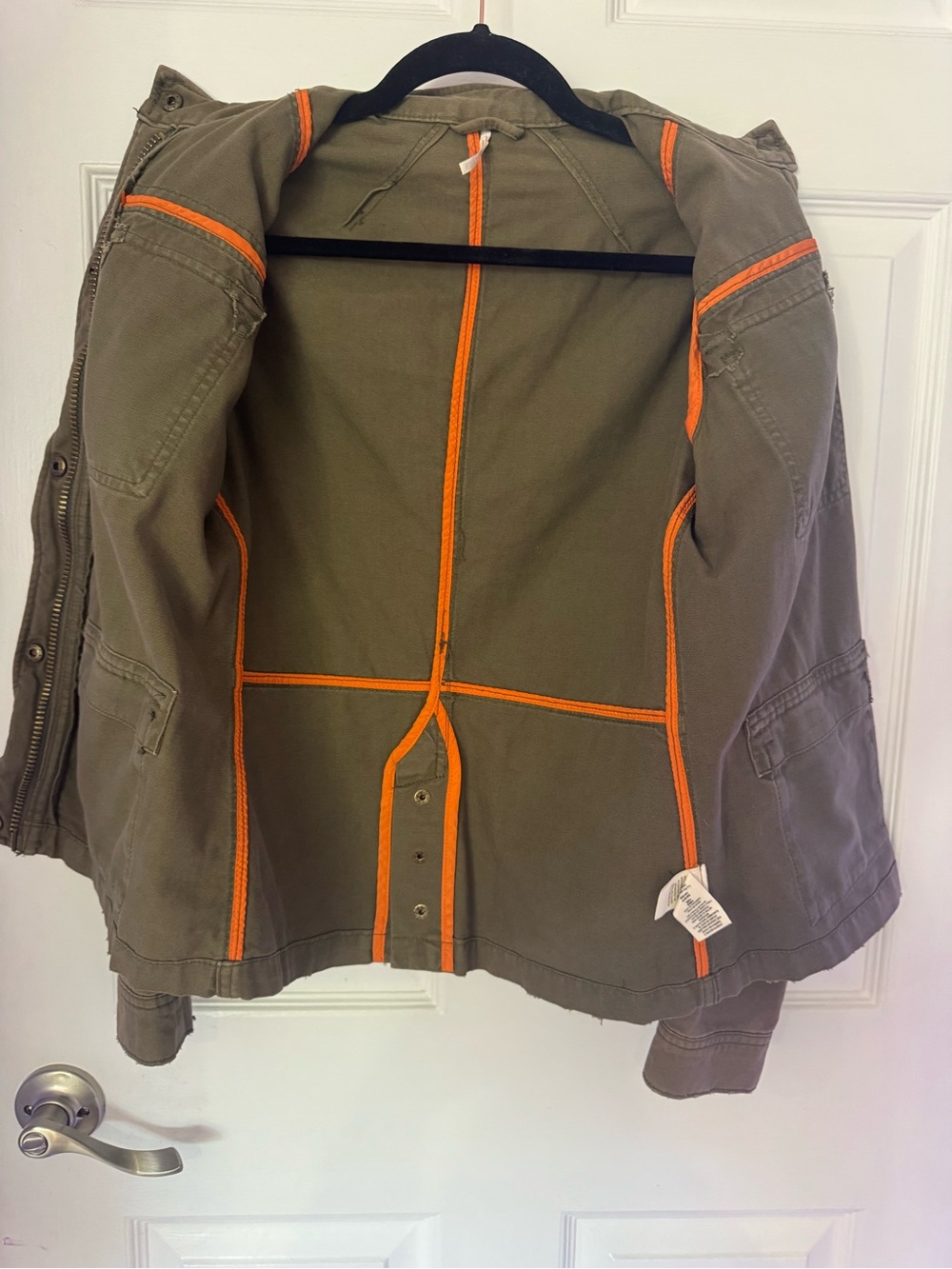 Free People Olive Military Field Jacket with Flap Pockets - Picture 2 of 5